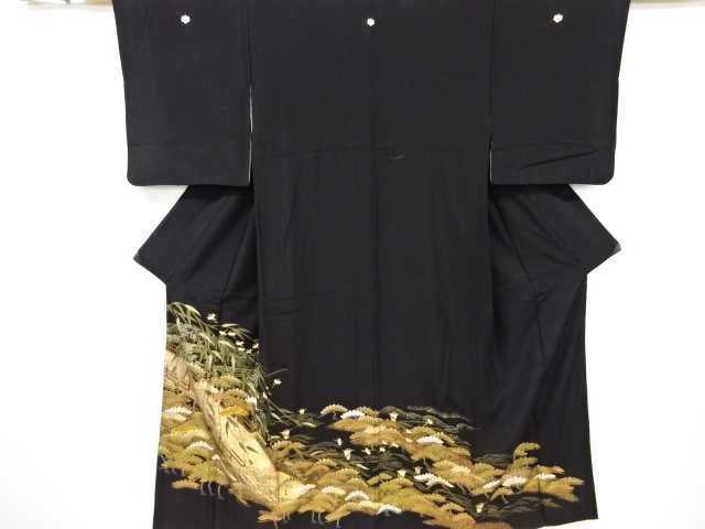 金彩枝垂れ柳に橋・鳥模様留袖(比翼付き)